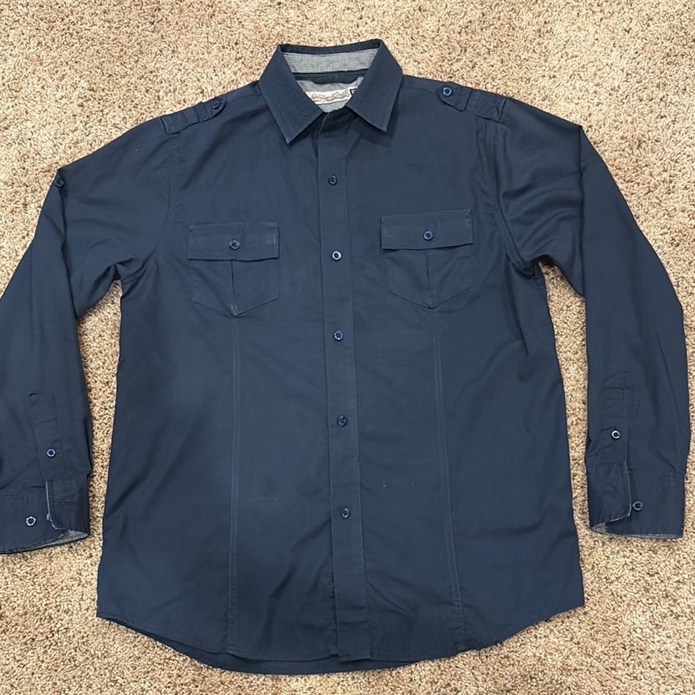 Sovereign Code Navy Checkered Collar Shirt